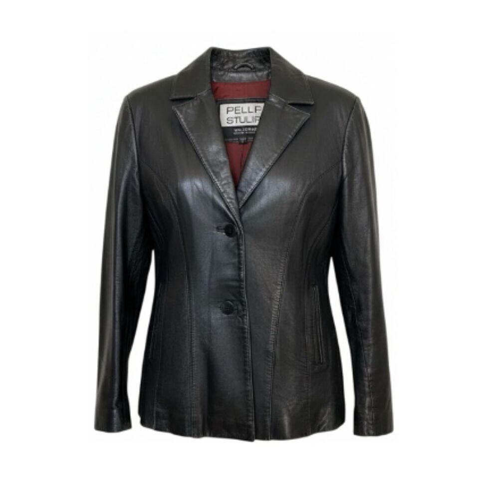 Pelle Studio Black Leather Tailored Blazer Jacket
